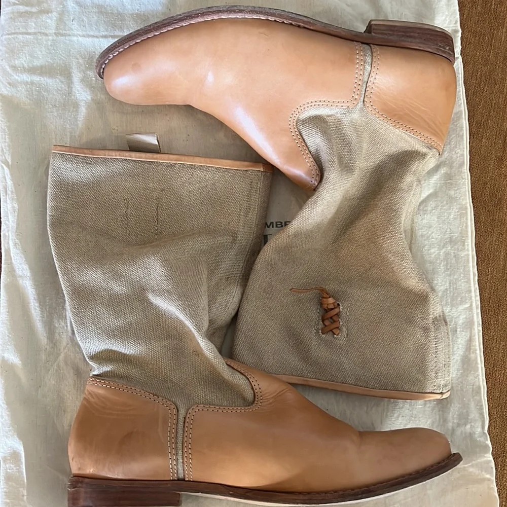 AGL Boots with leather sole and a canvas top!